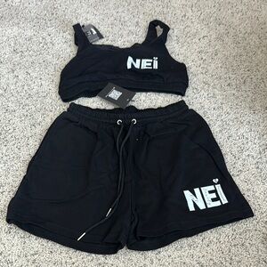 Black NEI Sports Bra and Shorts Set